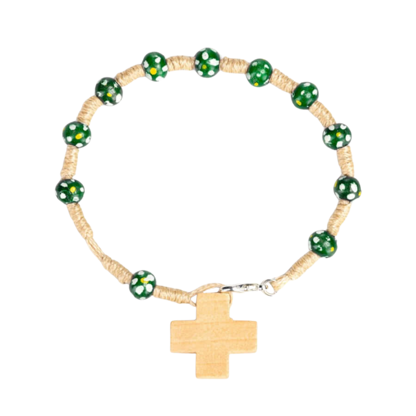 CHILDREN'S ROSARY BRACELET - WOOD - GREEN