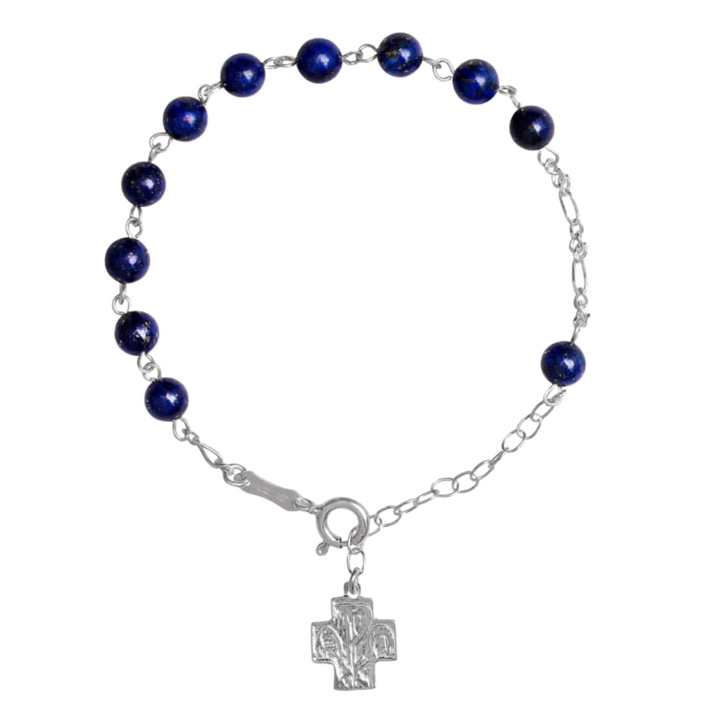 ROSARY BRACELET LAPIS LAZULI - SILVER