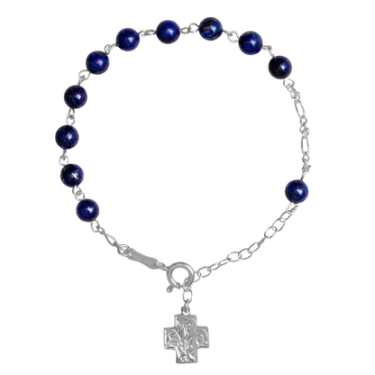ROSARY BRACELET LAPIS LAZULI - SILVER