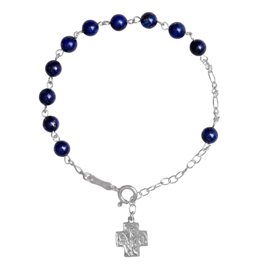 ROZENKRANS ARMBAND LAPIS LAZULI - ZILVER