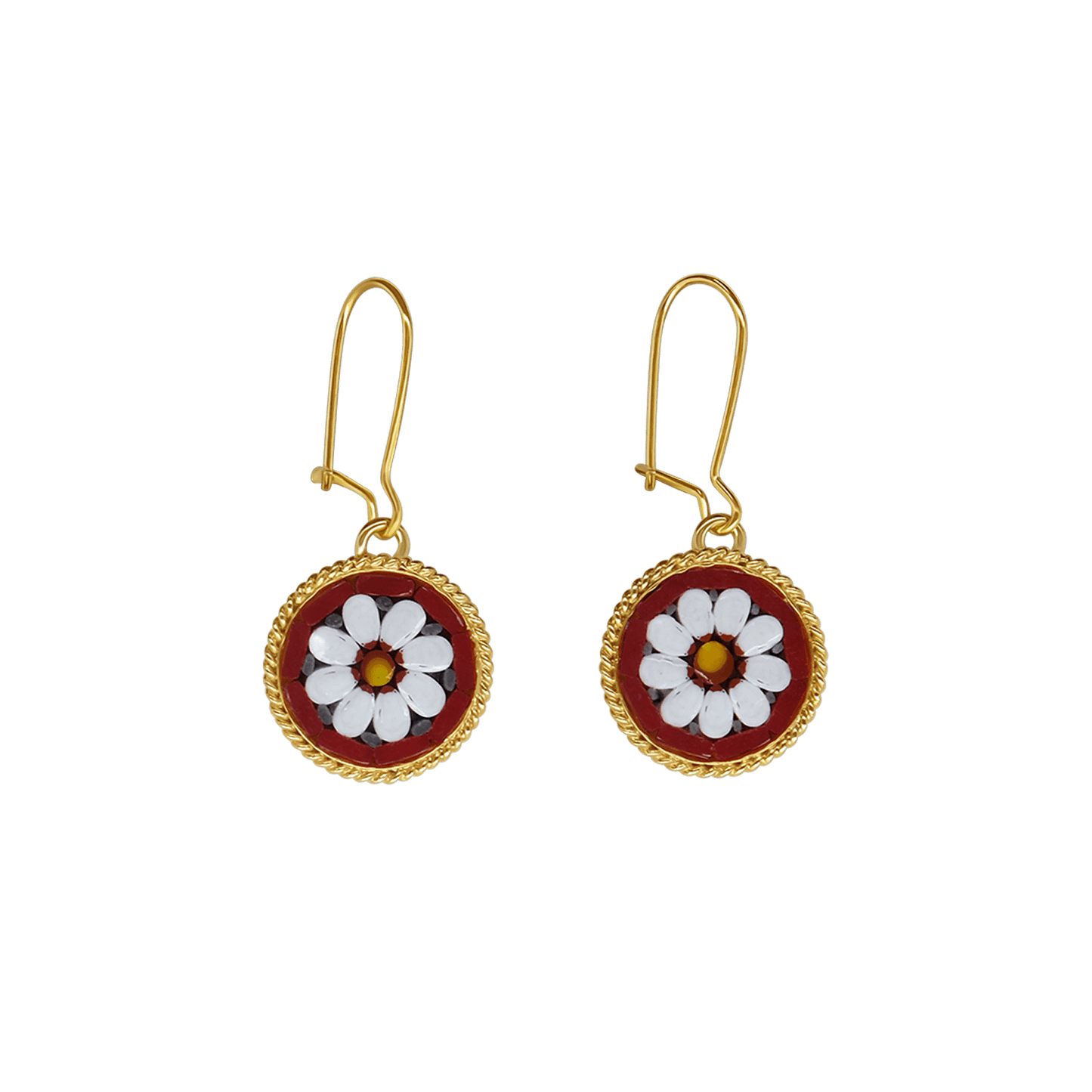 EARRINGS - MICROMOSAIC JEWELRY - GOLDEN  METAL