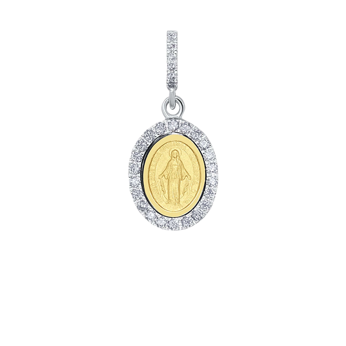 MIRACULOUS MEDAL - ZIRCONIA MEDAL - BICOLOR GOLD