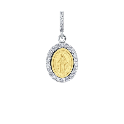 MIRACULOUS MEDAL - ZIRCONIA MEDAL - BICOLOR GOLD