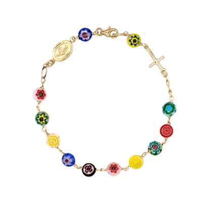 MURRINA GLASS KRALEN ROZENKRANS ARMBAND - VERMEIL ZILVER