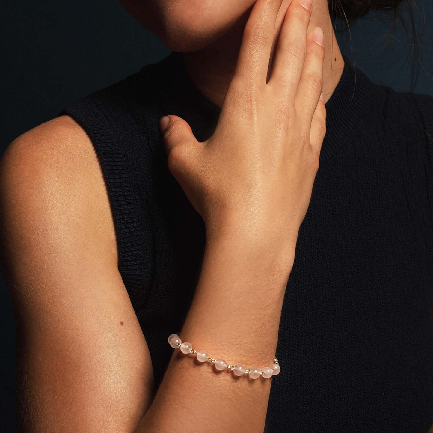 ROSARY BRACELET - PINK QUARTZ - SILVER