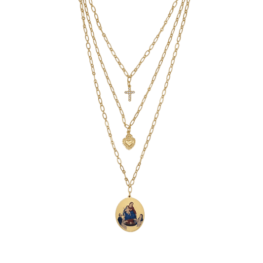 OUR LADY OF POMPEII - LAYERED NECKLACE