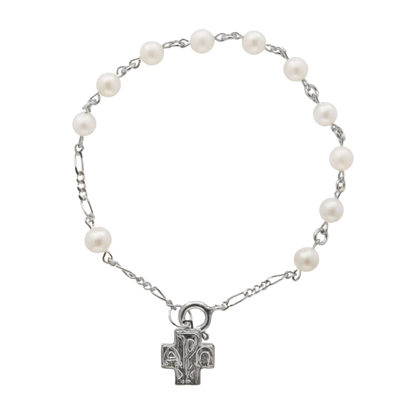 PEARL ROSARY BRACELET - SILVER