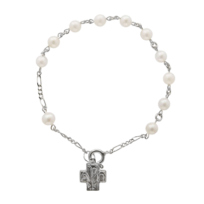 PEARL ROSARY BRACELET - SILVER