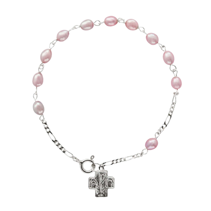 PEARL ROSARY BRACELET - SILVER