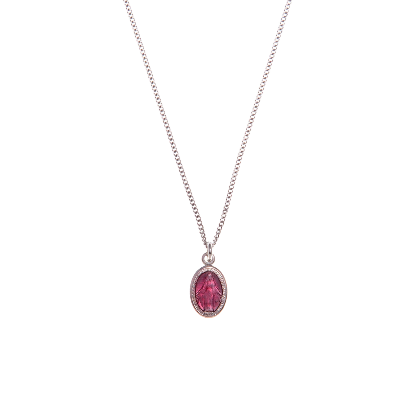 PINK SAINT MARY CHARM KETTING - ZILVER