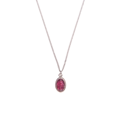 PINK SAINT MARY CHARM KETTING - ZILVER