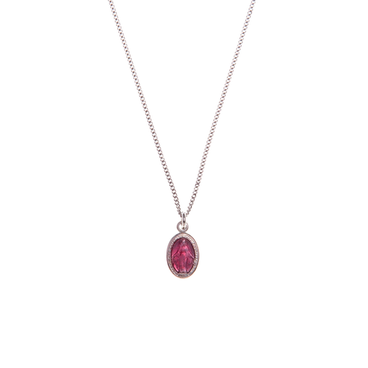 PINK SAINT MARY CHARM NECKLACE - SILVER
