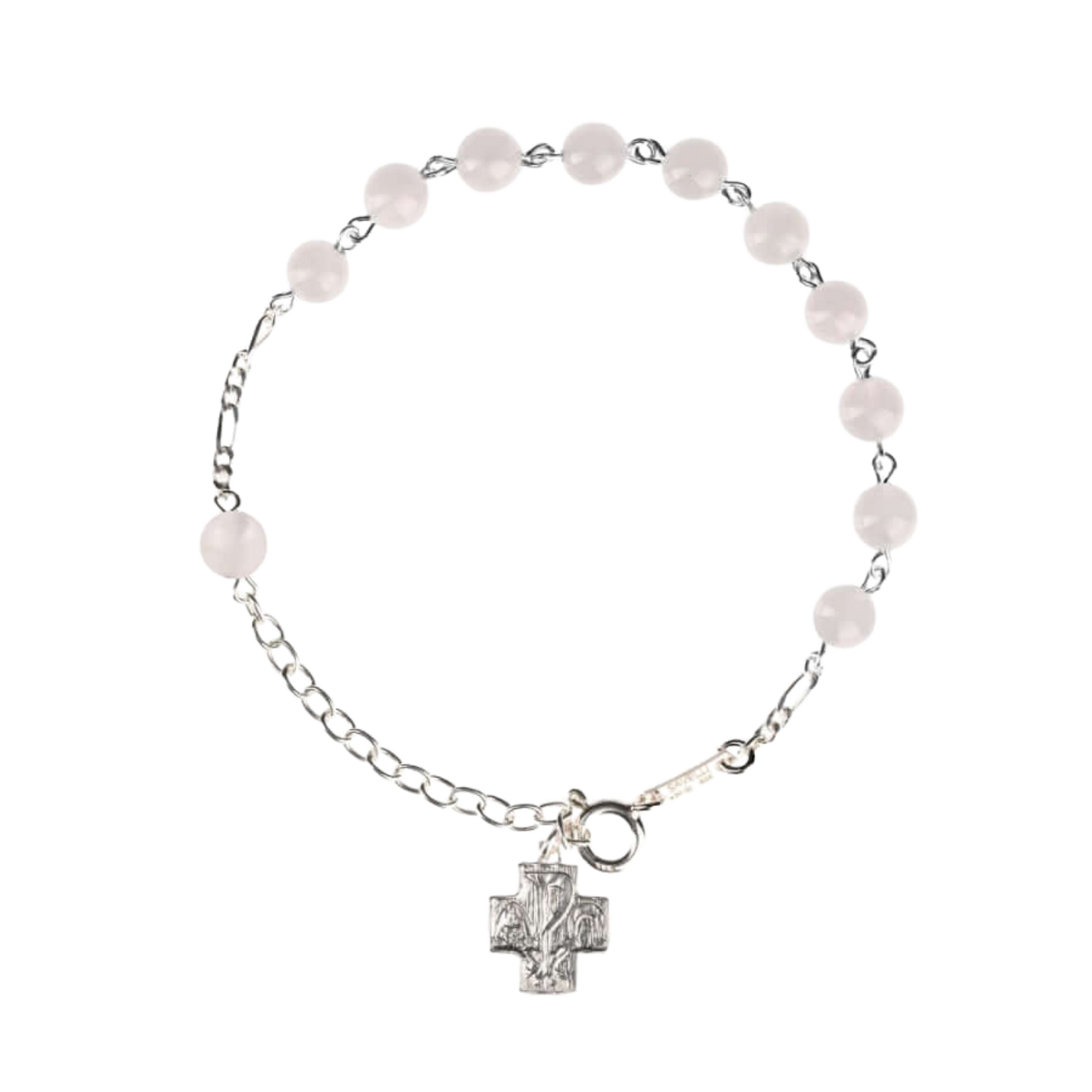 ROSARY BRACELET - PINK QUARTZ - SILVER