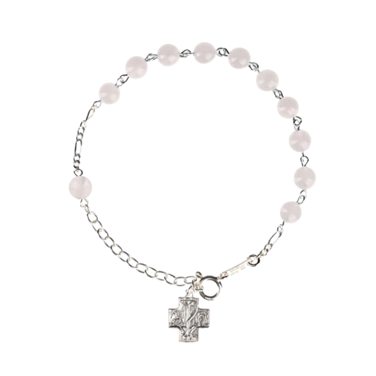 ROZENKRANS ARMBAND - PINK QUARTZ - ZILVER