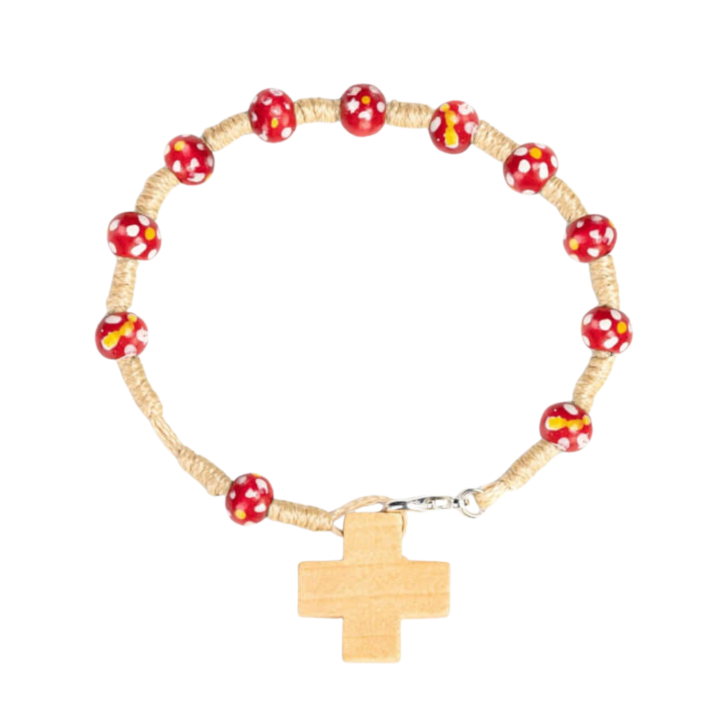 CHILDREN'S ROSARY BRACELET - WOOD - RED