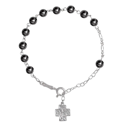 ROSARY BRACELET HEMATITE - SILVER