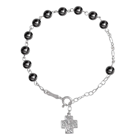 ROZENKRANS ARMBAND HEMATITE - ZILVER