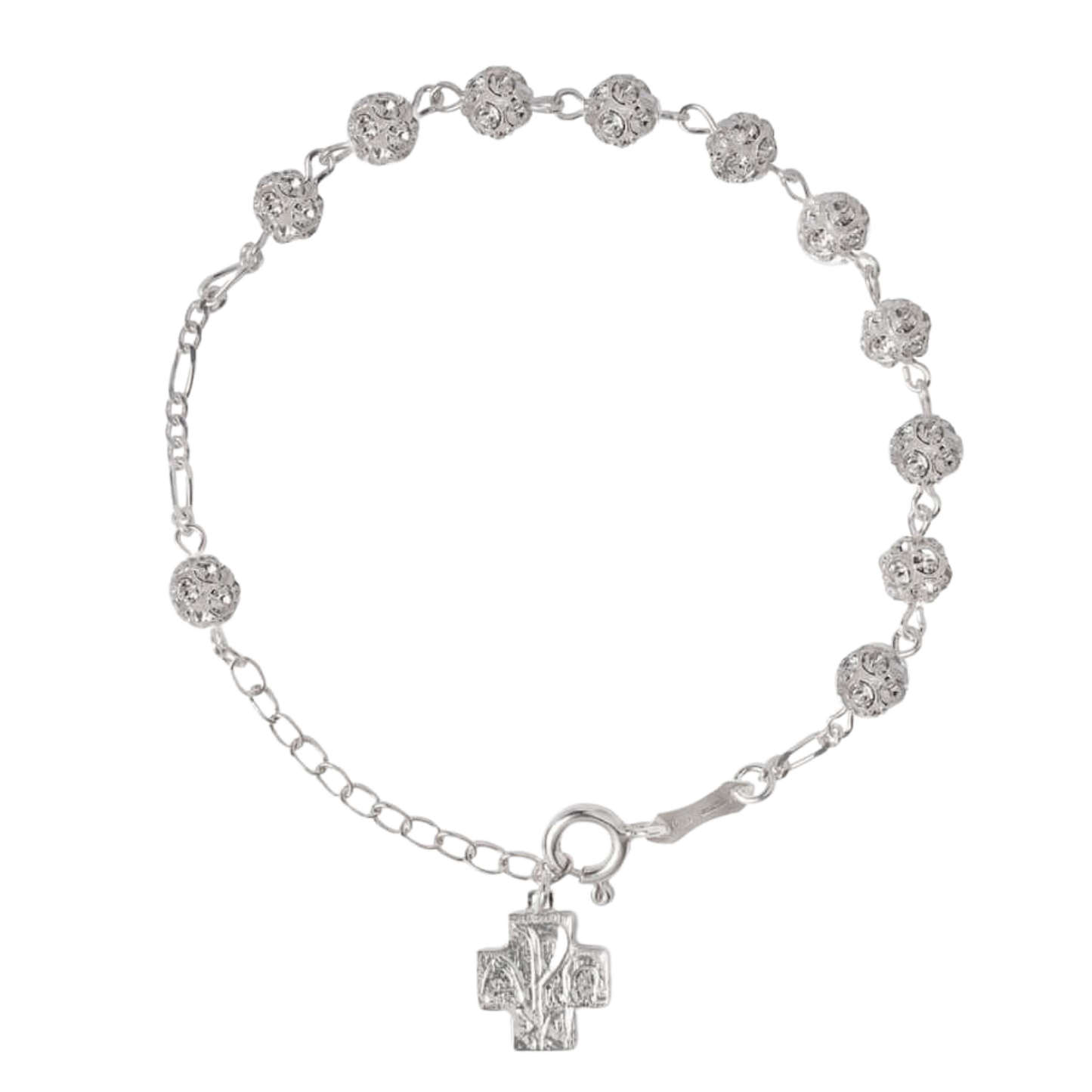 ROSARY BRACELET - SILVER AND STRASSBALL