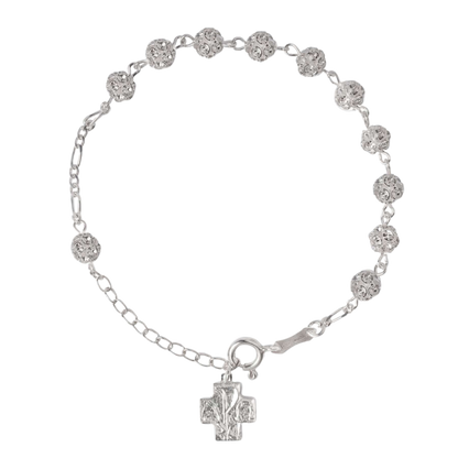 ROSARY BRACELET - SILVER AND STRASSBALL