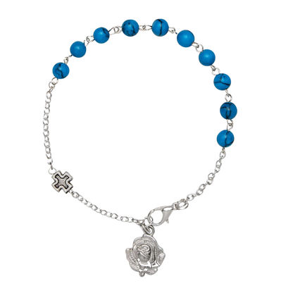TURQUOISE ROZENKRANS ARMBAND - METAAL