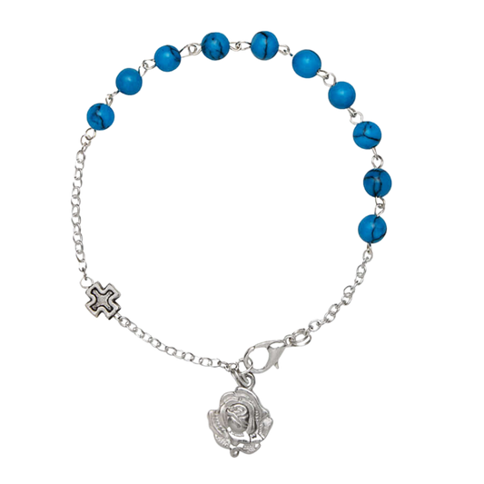 TURQUOISE ROZENKRANS ARMBAND - METAAL