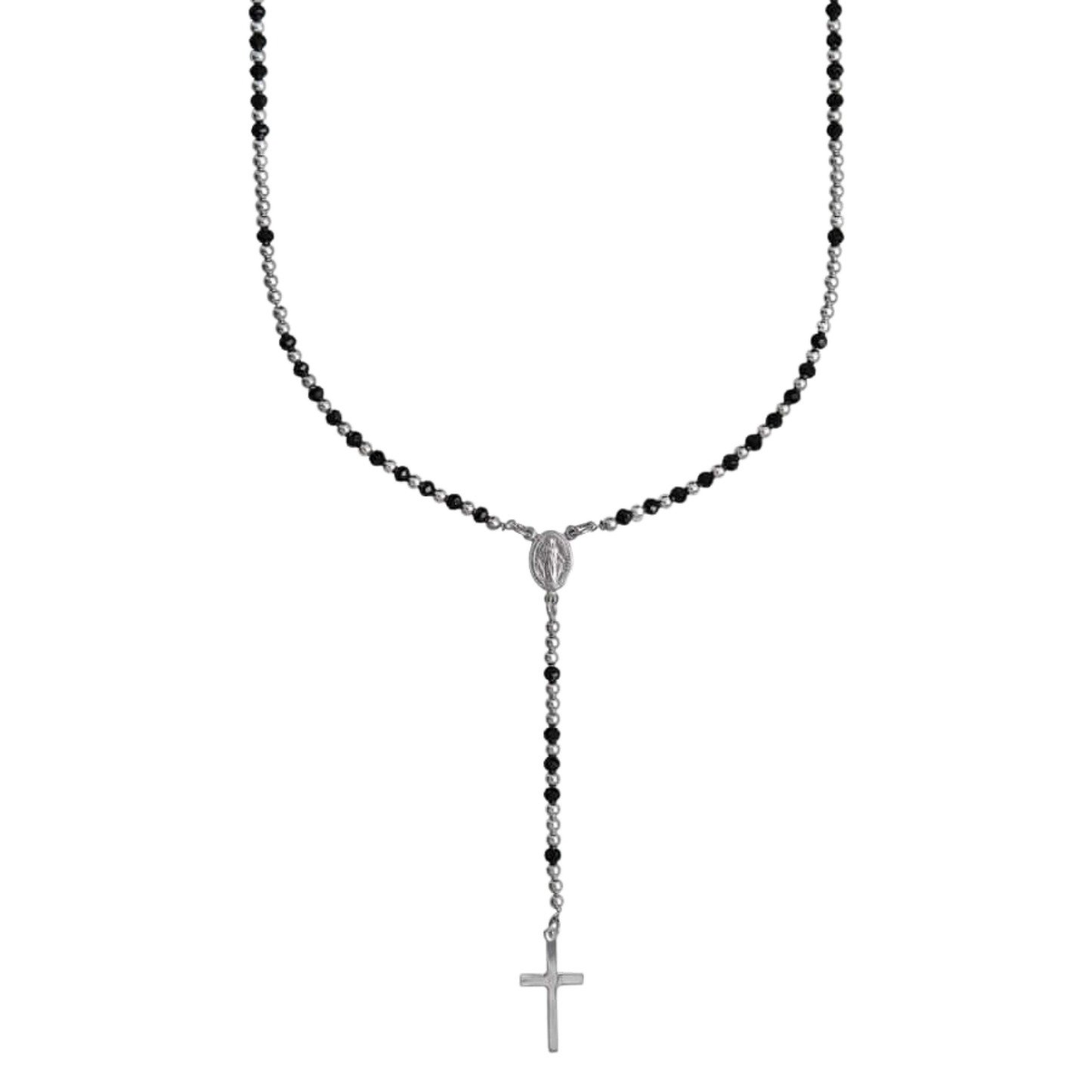 MEN'S ROSARY NECKLACE - SILVER