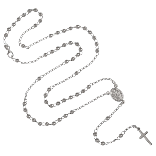 ROSARY NECKLACE - WHITE GOLD