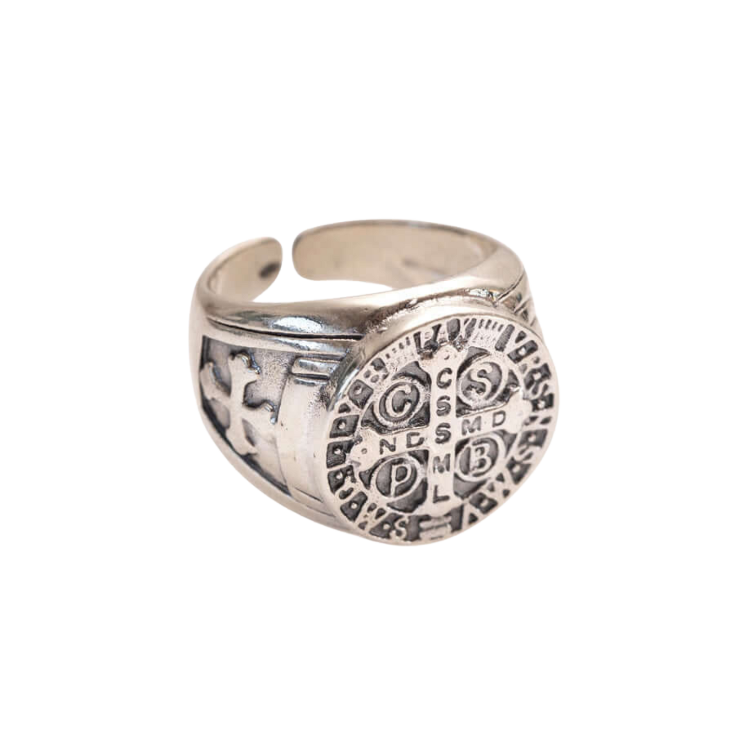 SAINT BENEDICT MEDAILLE RING - ZILVER