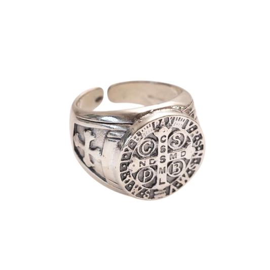 SAINT BENEDICT MEDAL RING - SILVER