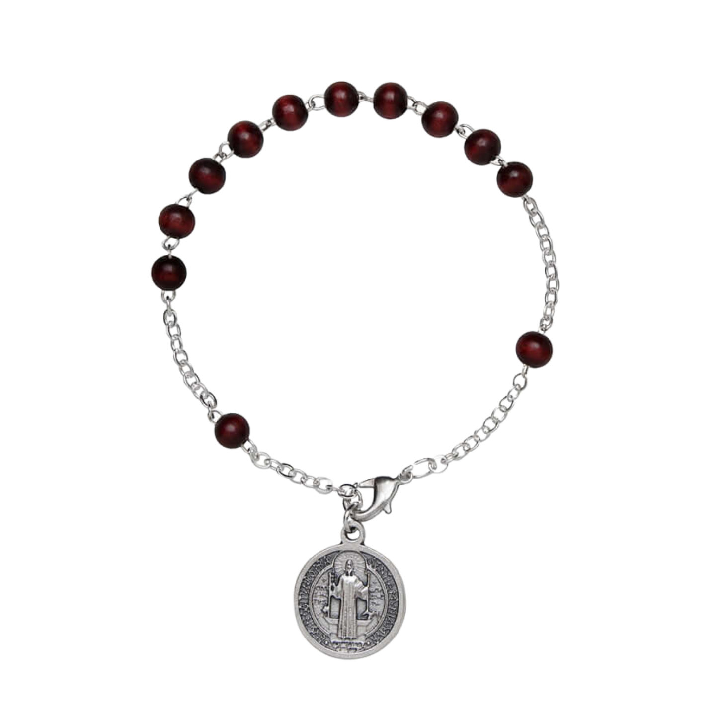 ST BENEDICT - WOOD ROZENKRANS ARMBAND - METAAL