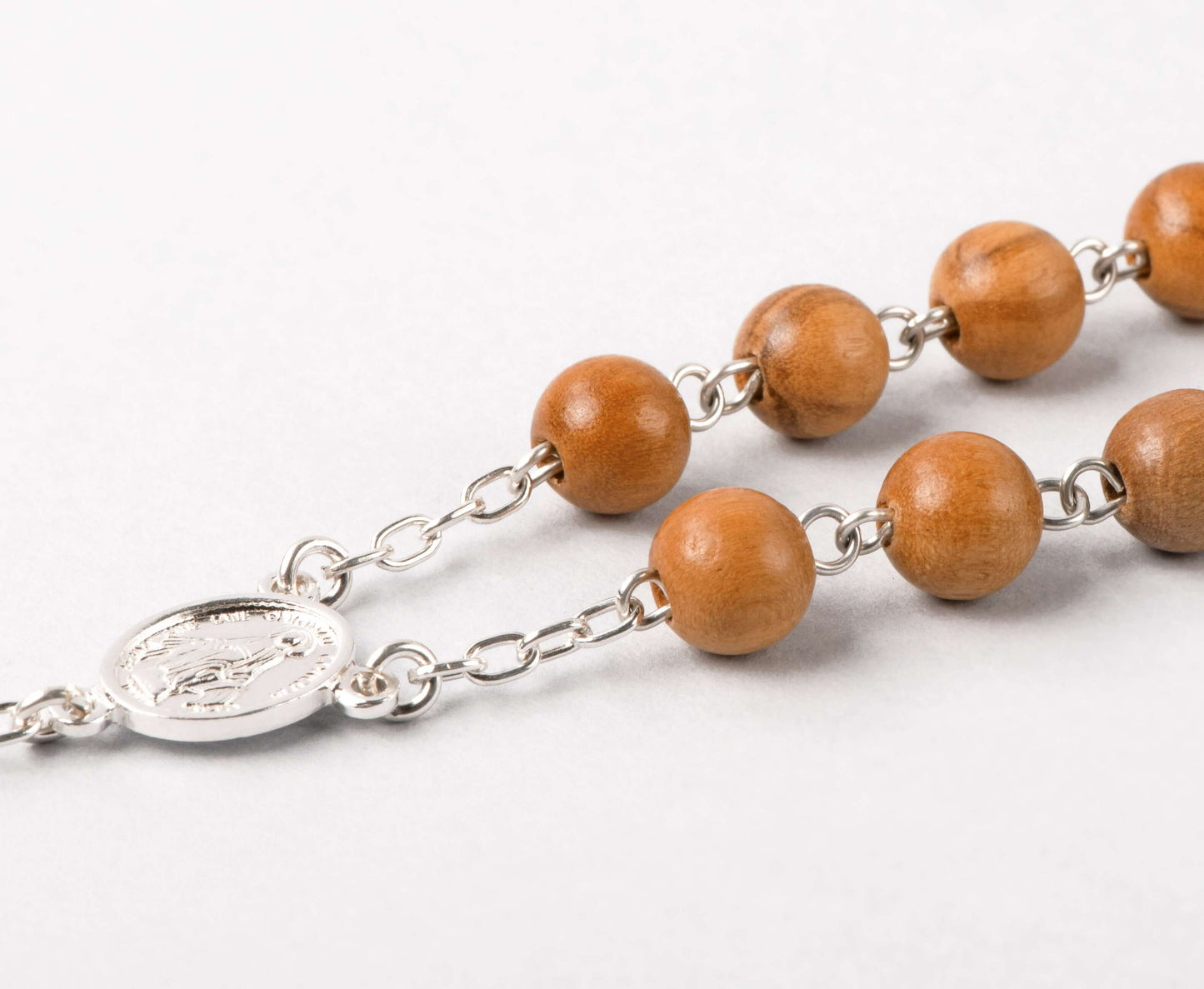 OLIVE WOOD KRALEN ROZENKRANS - ZILVER