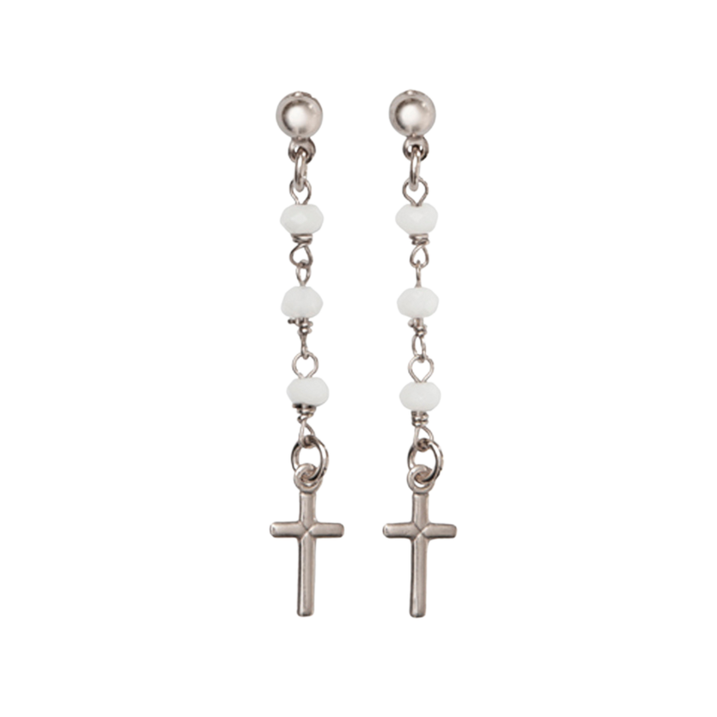 KRUIS - CRYSTAL EARRINGS - ZILVER