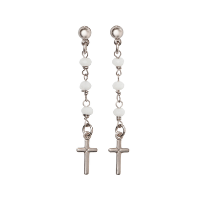 KRUIS - CRYSTAL EARRINGS - ZILVER