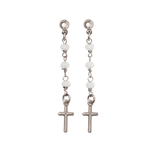 KRUIS - CRYSTAL EARRINGS - ZILVER