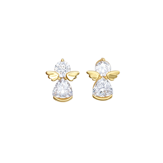 ANGELS EARRINGS - GOUDEN ZILVER EN ZIRKONIA