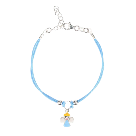 BABY ARMBAND - BLUE CORD - ZILVER