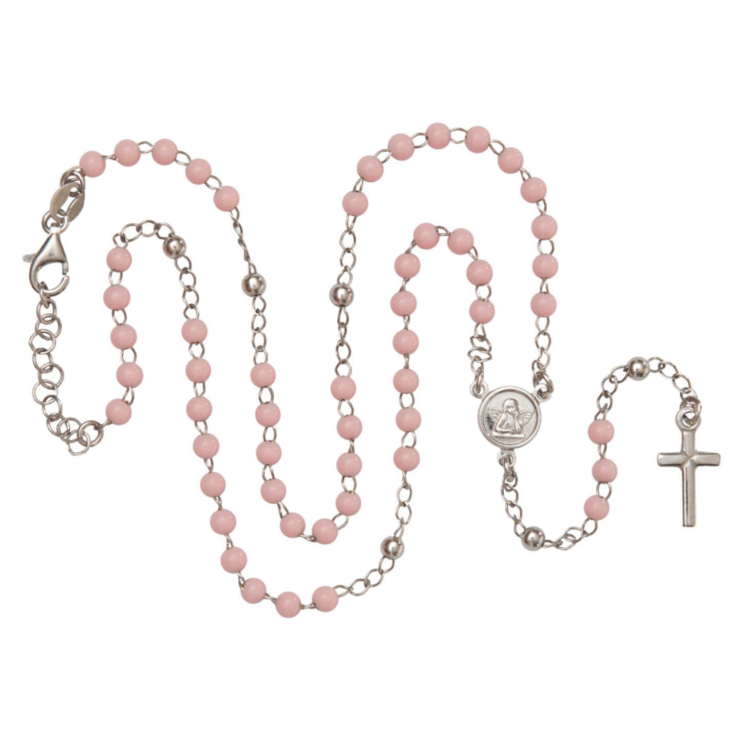 BABY GIRL ROSARY NECKLACE - SILVER