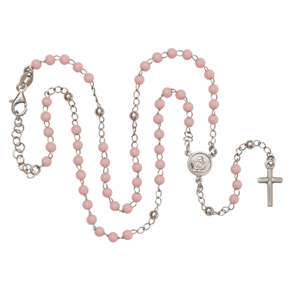 BABY GIRL ROSARY NECKLACE - SILVER