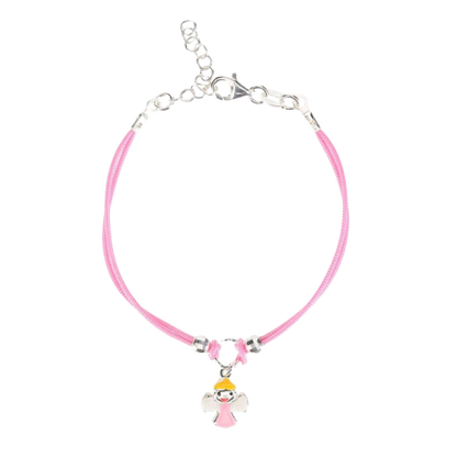 PINK BABY ARMBAND - CORD - ZILVER