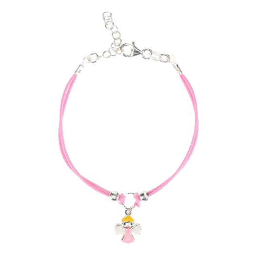 PINK BABY BRACELET - CORD - SILVER
