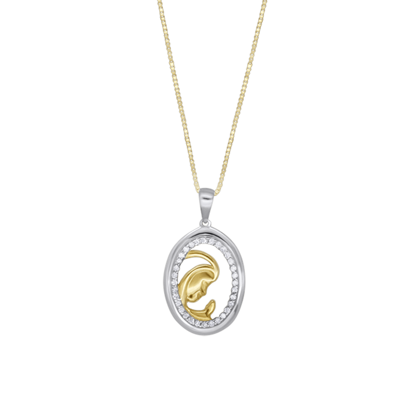 VIRGIN MARY KETTING - GOUD EN DIAMANTEN