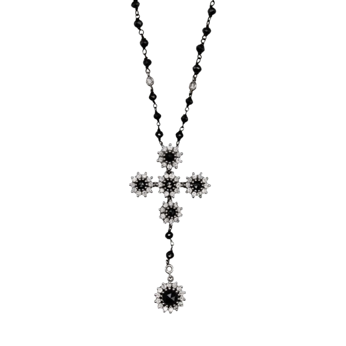 WHITE EN BLACK DIAMANTEN KETTING - GOUD