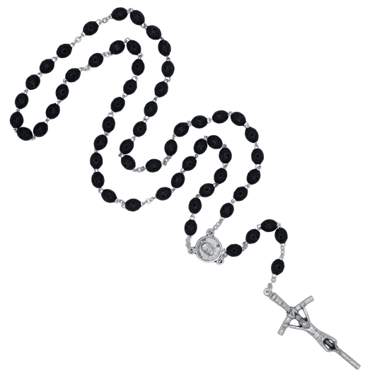 WOODEN ROSARY - METAL