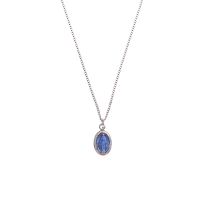BLUE ST MARY CHARM KETTING - ZILVER