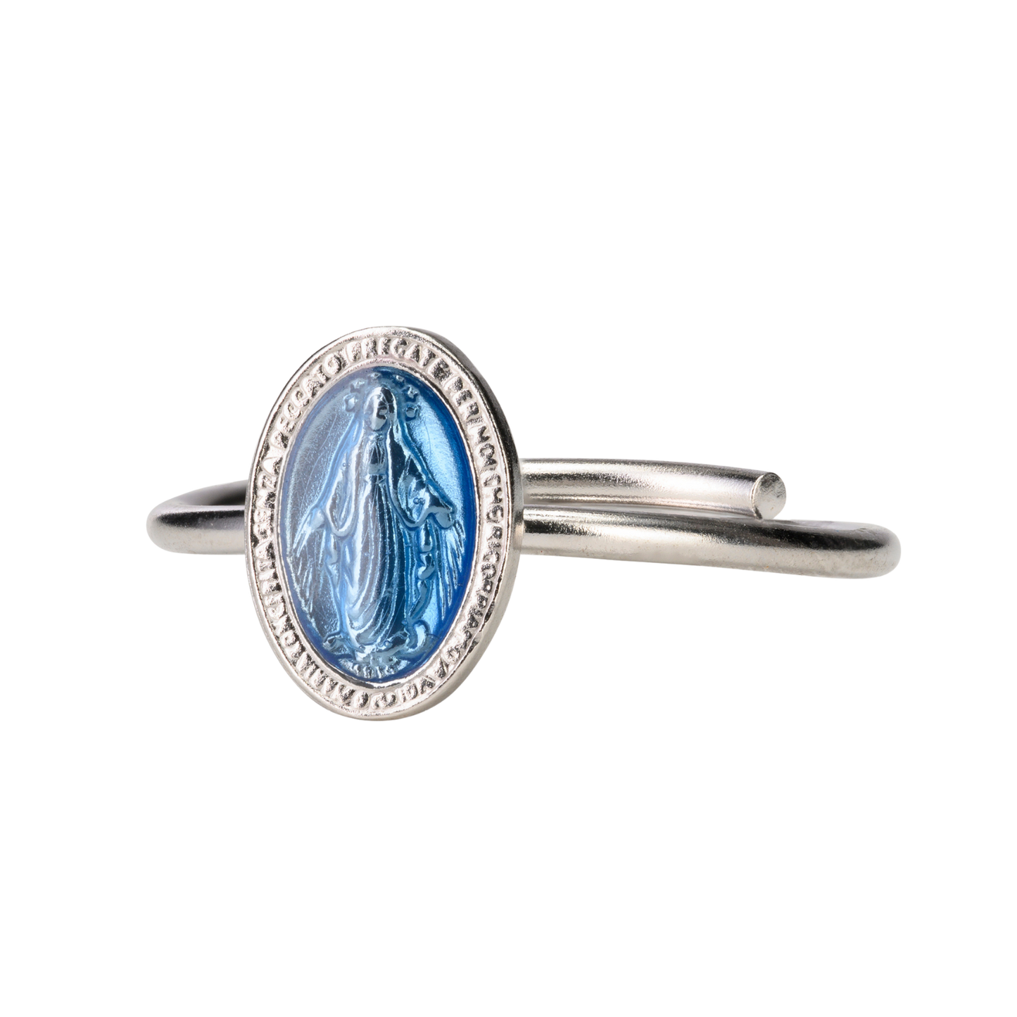 BLUE MIRACULOUS MEDAILLE RING - ZILVER
