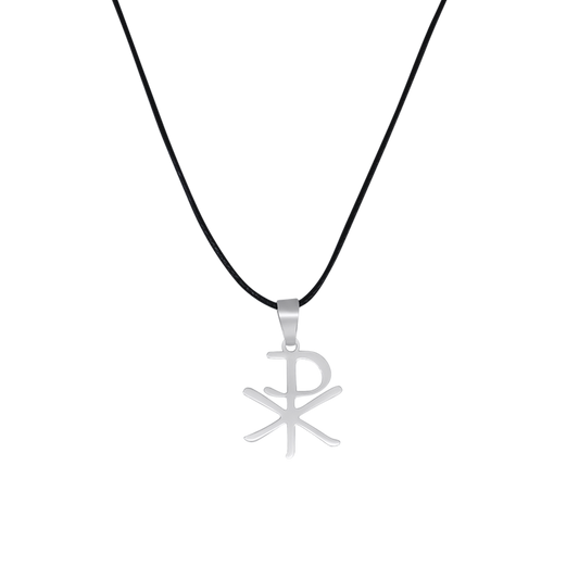 CHRISTOGRAM - RUBBER CORD AND STEEL - NECKLACE