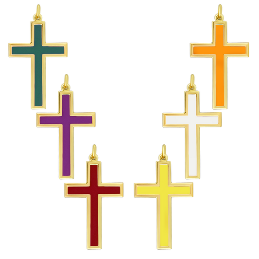 COLORED KRUIS HANGER - ZILVER