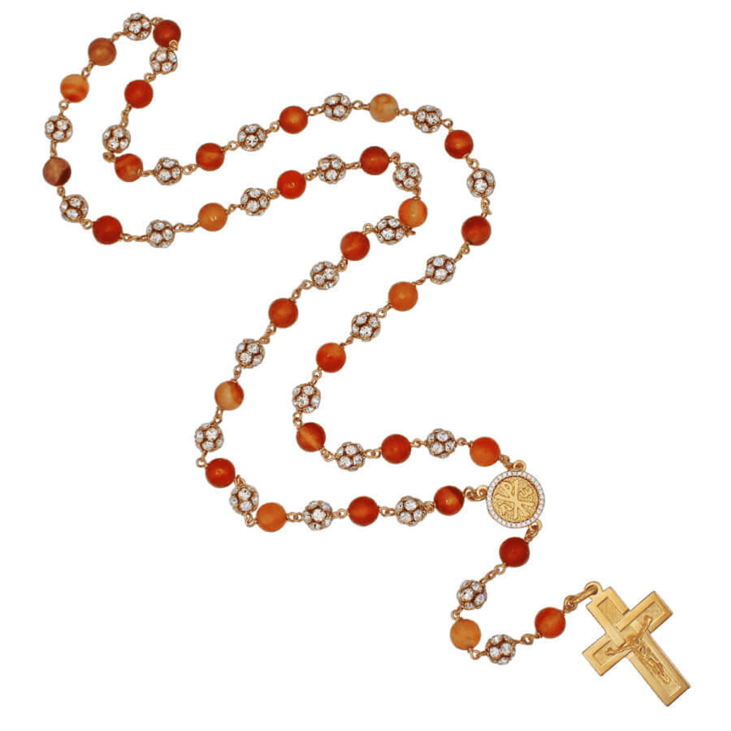 CORUNDUM AND STRASSBALL ROSARY - VERMEIL SILVER