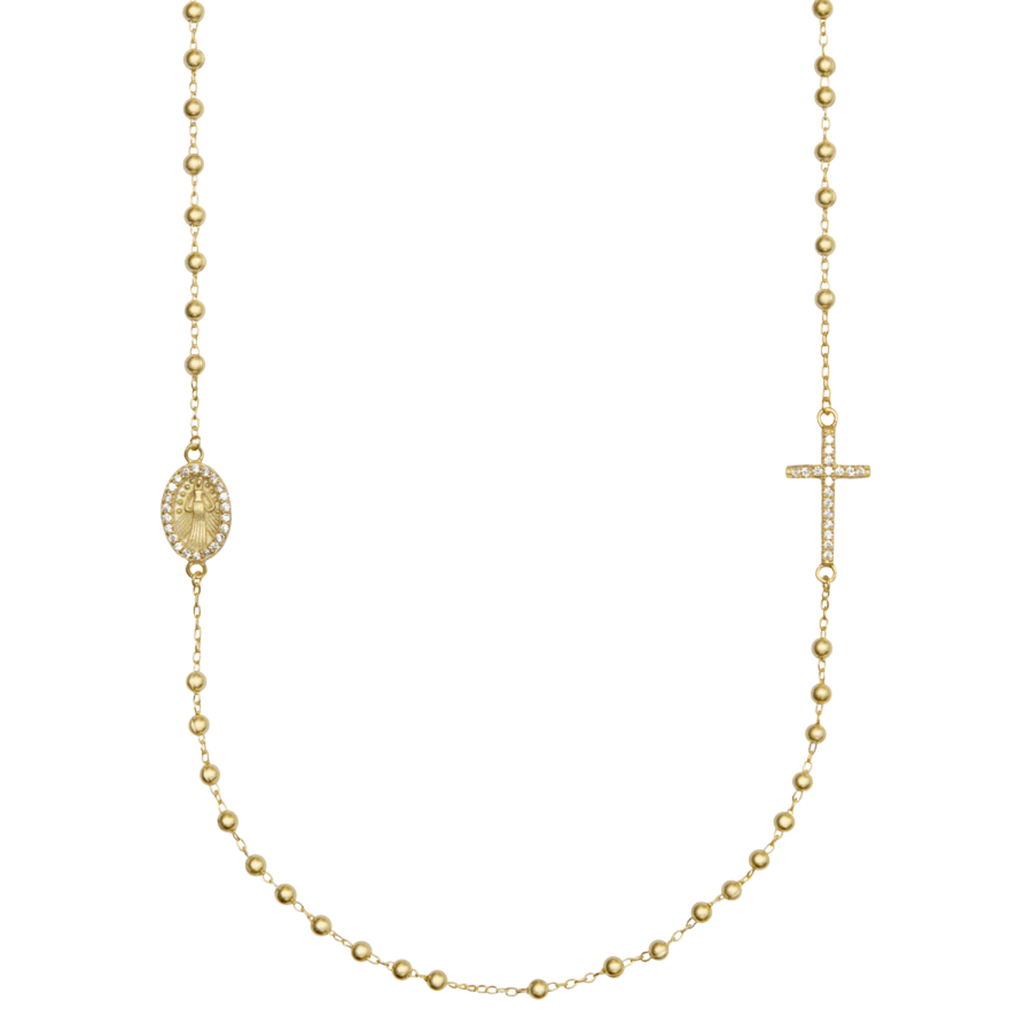 MIRACULOUS AND CROSS - NECKLACE - VERMEIL SILVER