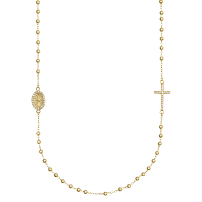 MIRACULOUS AND CROSS - NECKLACE - VERMEIL SILVER
